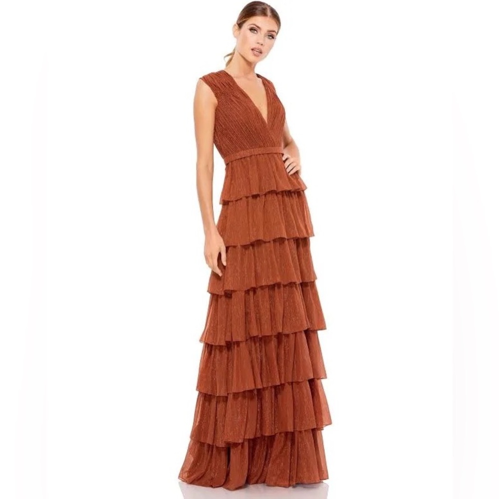 MAC Duggal Women's Ieena Sparkly Ruffle Layered Gown